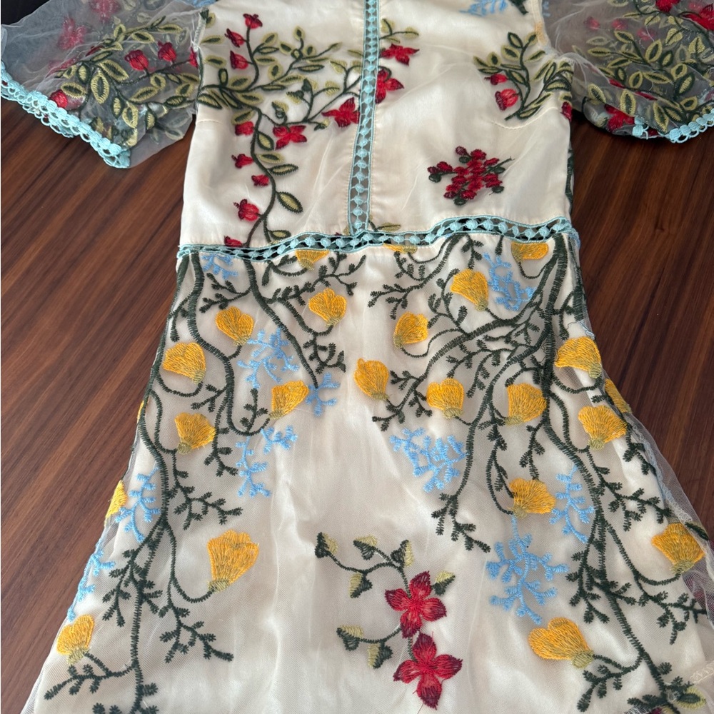 India Boutique Kids Dress with Floral Embroidery